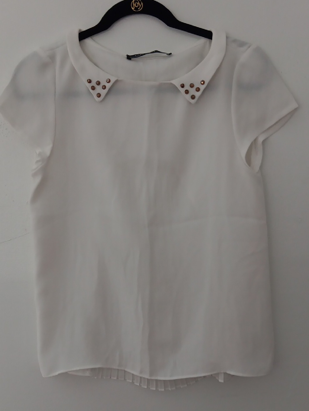 Zara  Woman Peter Pan Collar Blouse with Stud Accents #3624